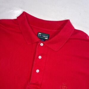 Ivy Crew Red Cotton Pique‎ Polo Shirt Mens L Short Sleeve Embroidered Crest